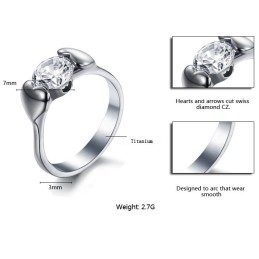 Anillo De Titanio Femenino De Calidad Estable Con Diamantes De Imitación