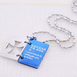Colgante De Cruz De Titanio Con Carta De Amor Romántica
