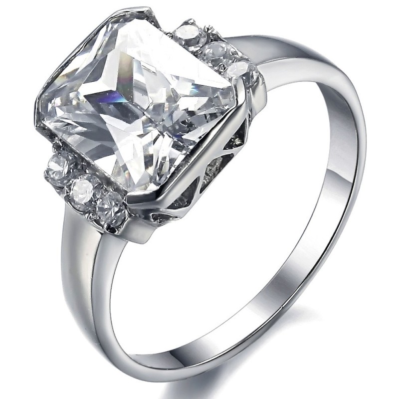 Conocido Por Su Excelente Calidad: Anillo De Titanio Femenino Con Diamantes De Imitación.