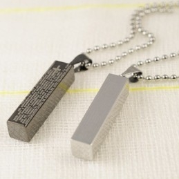 Collar Con Colgante De Titanio Para Parejas Con Forma De Cuboide De Moda