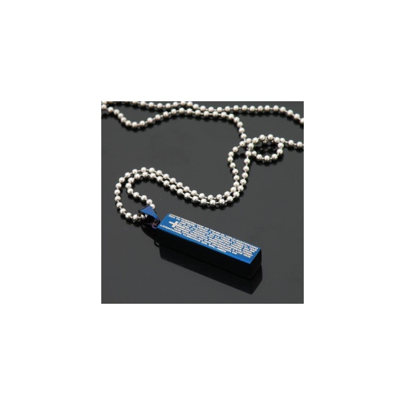 Collar Con Colgante De Titanio Para Hombre, De Moda, Color Azul Cuboide Collar Con Colgante De Titanio Para Hombre, De Moda, Color Azul Cuboide