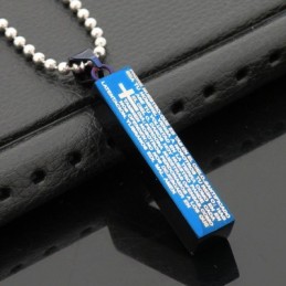 Collar Con Colgante De Titanio Para Hombre, De Moda, Color Azul Cuboide