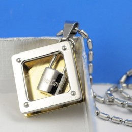 Colgante De Collar De Titanio Con Candado De Corazón Wow Love