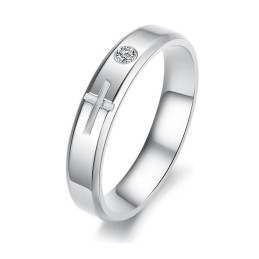 Anillo De Titanio Con Cruz De Calidad Estable Para Amantes