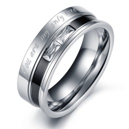 Anillo De Titanio De Alta Calidad Para Amantes Con Diamantes De Imitación.
