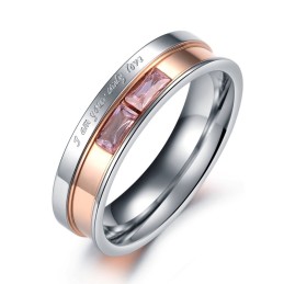 Anillo De Titanio De Alta Calidad Para Amantes Con Diamantes De Imitación.