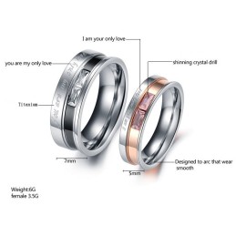 Anillo De Titanio De Alta Calidad Para Amantes Con Diamantes De Imitación.