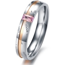 Anillo De Titanio De Excelente Calidad Para Amantes Con Diamantes De Imitación.