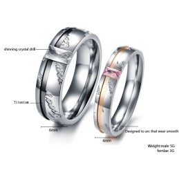 Anillo De Titanio De Excelente Calidad Para Amantes Con Diamantes De Imitación.