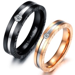 Anillo De Titanio De Calidad Confiable Para Amantes Con Diamantes De Imitación.