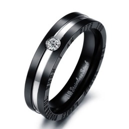 Anillo De Titanio De Calidad Confiable Para Amantes Con Diamantes De Imitación.