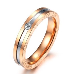 Anillo De Titanio De Calidad Confiable Para Amantes Con Diamantes De Imitación.