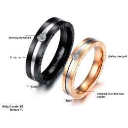 Anillo De Titanio De Calidad Confiable Para Amantes Con Diamantes De Imitación.
