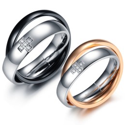 Anillo De Titanio Con Cruz De Calidad Estable Para Amantes Con Diamante
