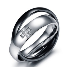 Anillo De Titanio Con Cruz De Calidad Estable Para Amantes Con Diamante