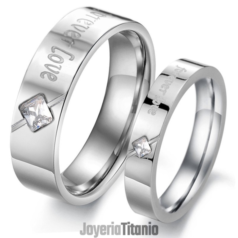 Anillo De Titanio Con Diamantes De Imitación Para Amantes. Anillo De Titanio Con Diamantes De Imitación Para Amantes.