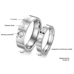 Anillo De Titanio Con Diamantes De Imitación Para Amantes.