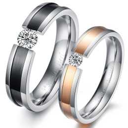 Anillo De Titanio De Alto Rendimiento Con Diamantes De Imitación Para Amantes.