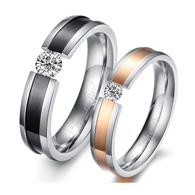 Anillo De Titanio De Alto Rendimiento Con Diamantes De Imitación Para Amantes. Anillo De Titanio De Alto Rendimiento Con Diamantes De Imitación Para Amantes.