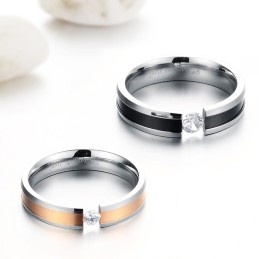Anillo De Titanio De Alto Rendimiento Con Diamantes De Imitación Para Amantes.