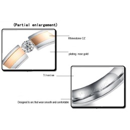 Anillo De Titanio De Alto Rendimiento Con Diamantes De Imitación Para Amantes.