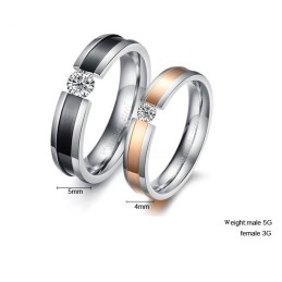 Anillo De Titanio De Alto Rendimiento Con Diamantes De Imitación Para Amantes.