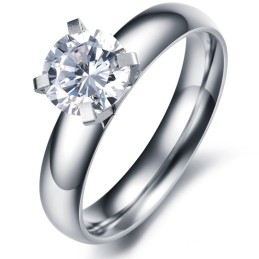 Anillo De Titanio Femenino Duradero Y De Uso Prolongado Con Diamantes De Imitación.