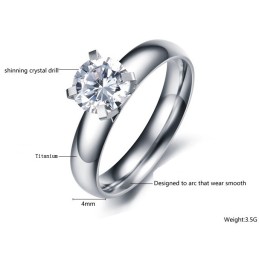 Anillo De Titanio Femenino Duradero Y De Uso Prolongado Con Diamantes De Imitación.