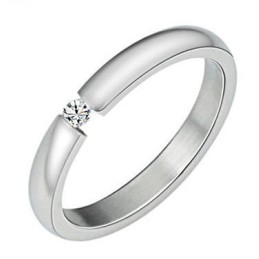 Anillo De Titanio Blanco Y Negro De Alta Calidad Para Amantes Con Diamantes De Imitación.