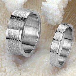Anillo De Titanio Con La Biblia En Inglés De Excelente Calidad Para Amantes.