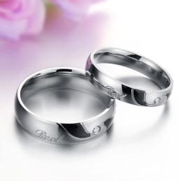 Anillo De Titanio Negro De Alta Calidad Para Amantes Con Diamante.