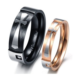 Anillo De Titanio Con Cruz De Calidad Estable Para Amantes