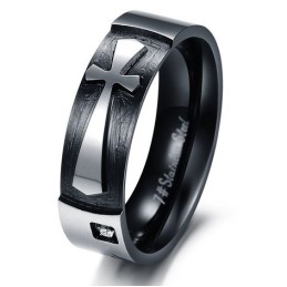 Anillo De Titanio Con Cruz De Calidad Estable Para Amantes