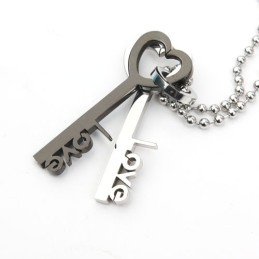 Collar Con Colgante De Titanio Love Key Sweetheart Lovers