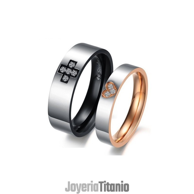 Anillo De Titanio Con Forma De Corazón Y Cruz De Calidad Superior Para Enamorados Anillo De Titanio Con Forma De Corazón Y Cruz De Calidad Superior Para Enamorados