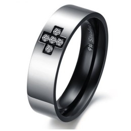 Anillo De Titanio Con Forma De Corazón Y Cruz De Calidad Superior Para Enamorados