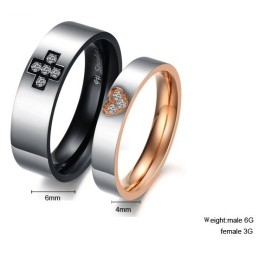 Anillo De Titanio Con Forma De Corazón Y Cruz De Calidad Superior Para Enamorados