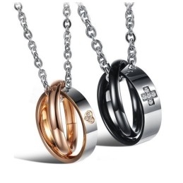Anillo De Titanio Con Forma De Corazón Y Cruz De Calidad Superior Para Enamorados
