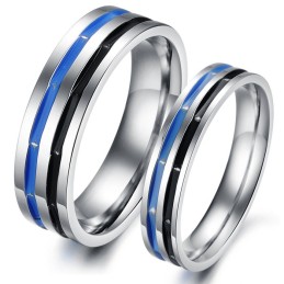 Anillo De Titanio Azul-Negro Fácil De Usar Para Parejas
