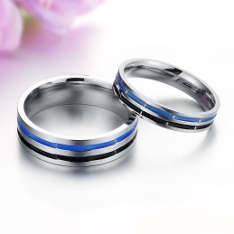 Anillo De Titanio Azul-Negro Fácil De Usar Para Parejas