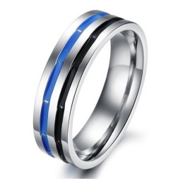 Anillo De Titanio Azul-Negro Fácil De Usar Para Parejas