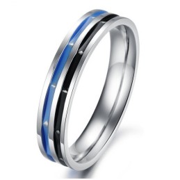 Anillo De Titanio Azul-Negro Fácil De Usar Para Parejas