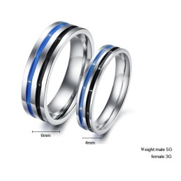 Anillo De Titanio Azul-Negro Fácil De Usar Para Parejas