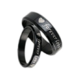 Anillo De Titanio Negro De Calidad Estable Para Amantes