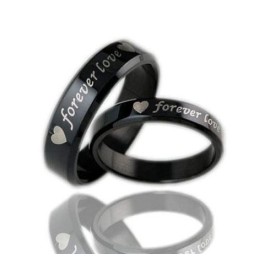 Anillo De Titanio Negro De Calidad Estable Para Amantes