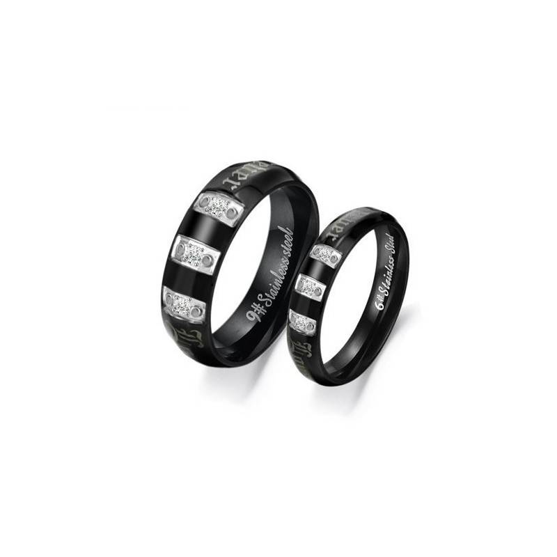 Anillo De Titanio Negro Con Incrustaciones De Diamantes De Imitación Para Amantes. Anillo De Titanio Negro Con Incrustaciones De Diamantes De Imitación Para Amantes.