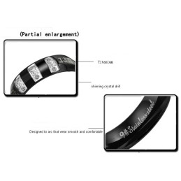 Anillo De Titanio Negro Con Incrustaciones De Diamantes De Imitación Para Amantes.