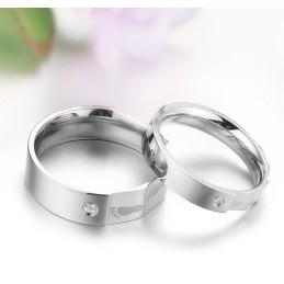 Anillo De Titanio En Capas De Alta Calidad Para Amantes Con Diamantes De Imitación.