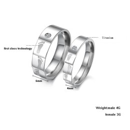 Anillo De Titanio En Capas De Alta Calidad Para Amantes Con Diamantes De Imitación.
