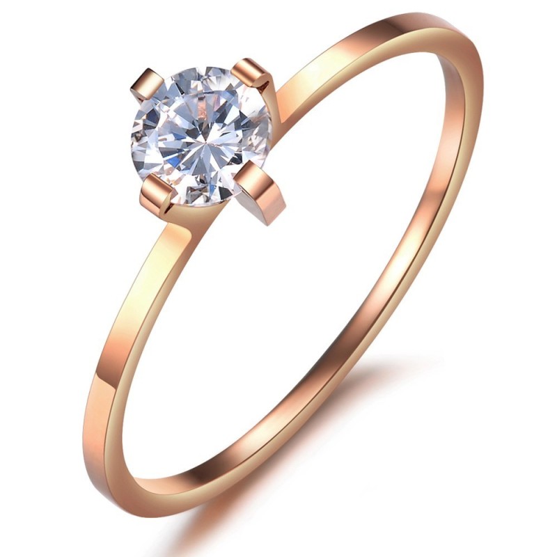 Anillo De Titanio De Calidad Confiable Para Amantes Con Diamantes De Imitación.